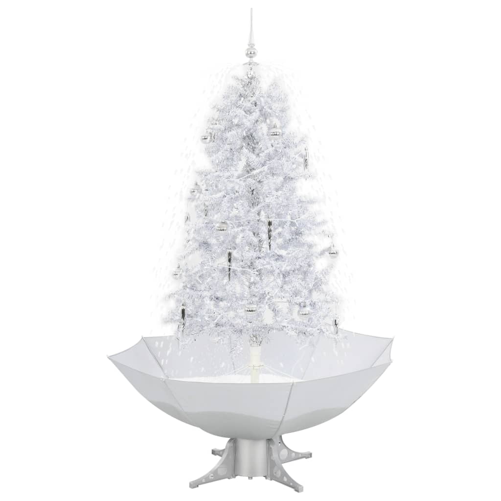 Kerstboom sneeuwend met paraplubasis 170 cm wit