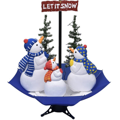 Kerstboom sneeuwend met paraplubasis 170 cm PVC blauw