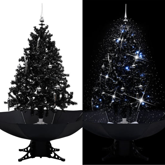 Christmas tree snowing with umbrella base 140 cm PVC black