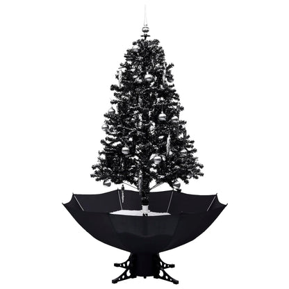 Kerstboom sneeuwend met paraplubasis 170 cm PVC zwart