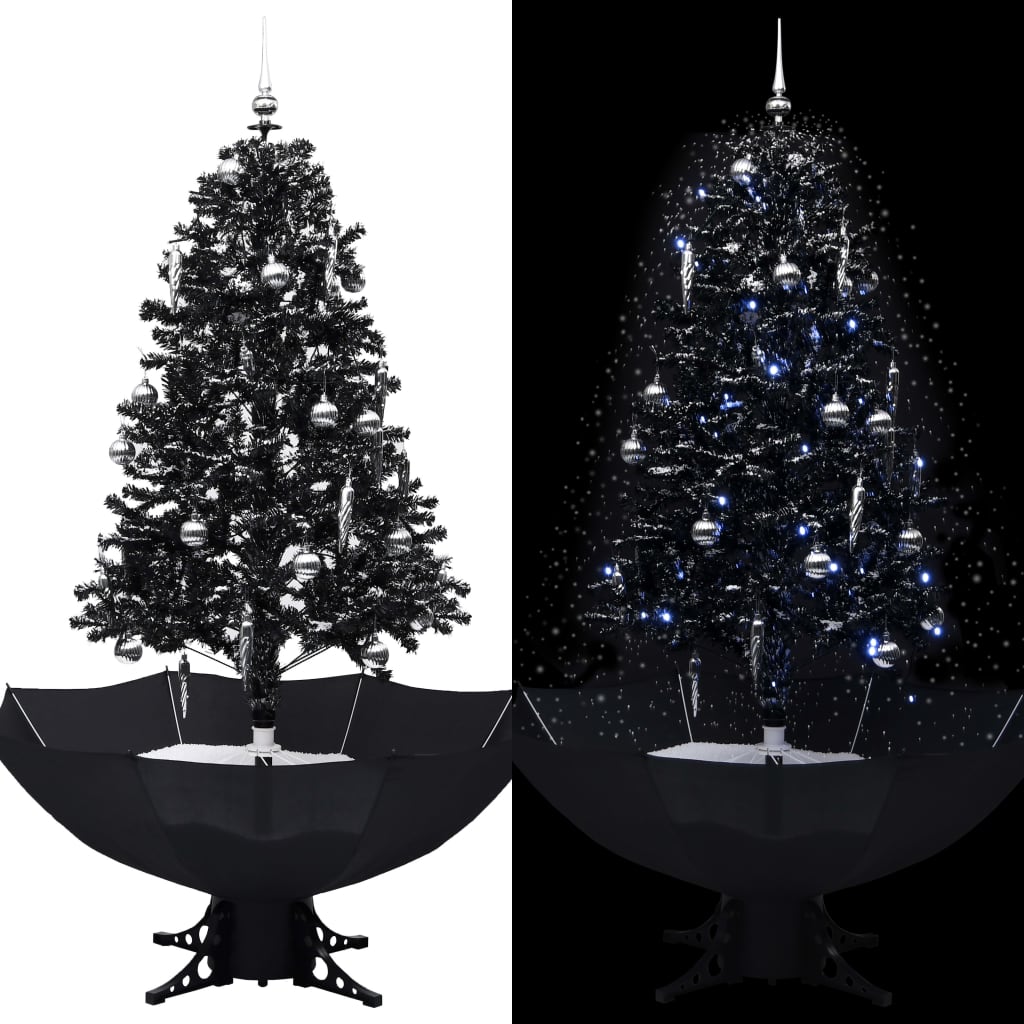 Weihnachtsbaum schneit mit Schirmständer 170 cm PVC schwarz