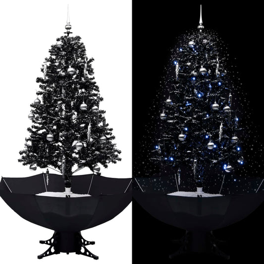 Christmas tree snowing with umbrella base 170 cm PVC black