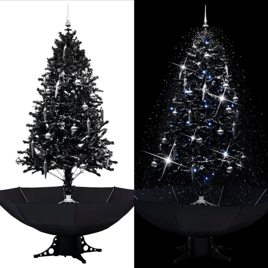 Christmas tree snowing with umbrella base 190 cm PVC black