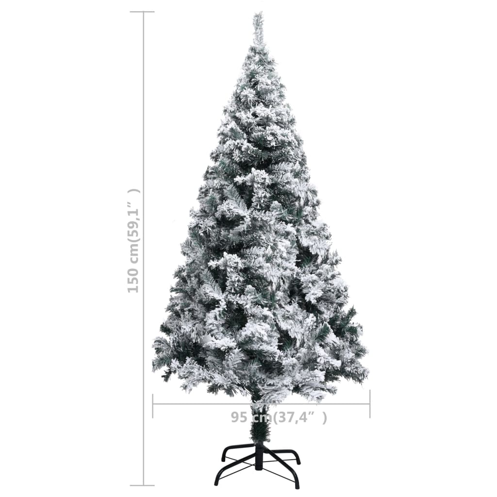 Künstlicher Weihnachtsbaum mit Schnee 150 cm grün