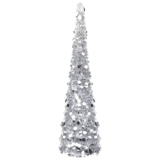 Artificial Christmas tree pop-up 150 cm PET silver colored