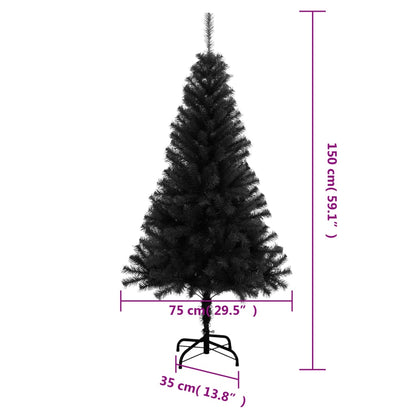 Kunstkerstboom met standaard 150 cm PVC zwart