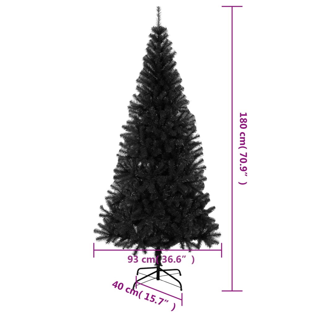 Künstlicher Weihnachtsbaum mit Ständer 180 cm PVC schwarz