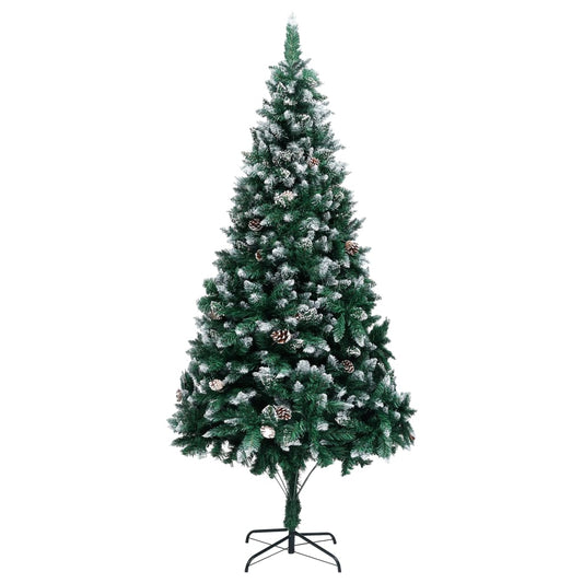 Künstlicher Weihnachtsbaum mit Tannenzapfen und weißem Schnee 210 cm