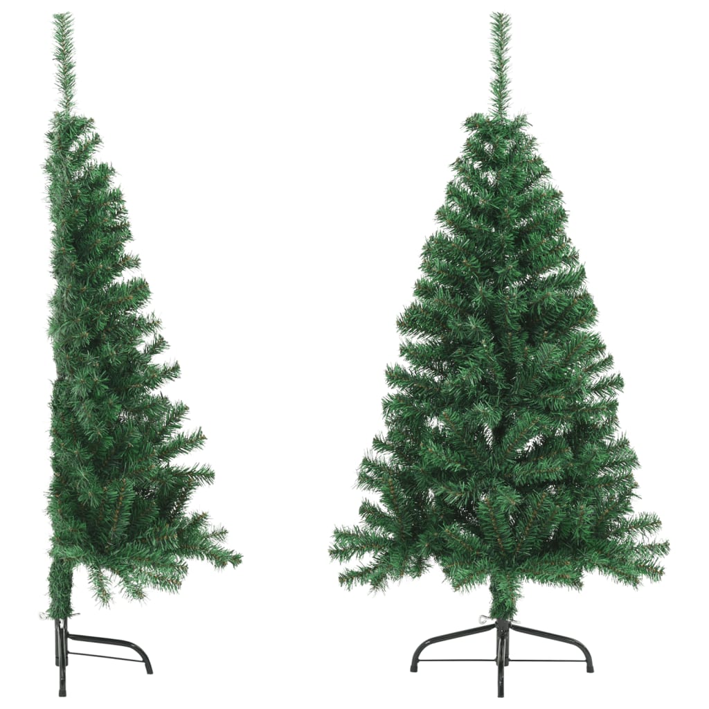 Kunstkerstboom met standaard half 150 cm PVC groen