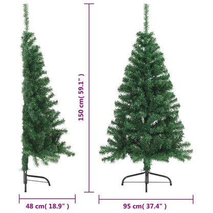 Kunstkerstboom met standaard half 150 cm PVC groen