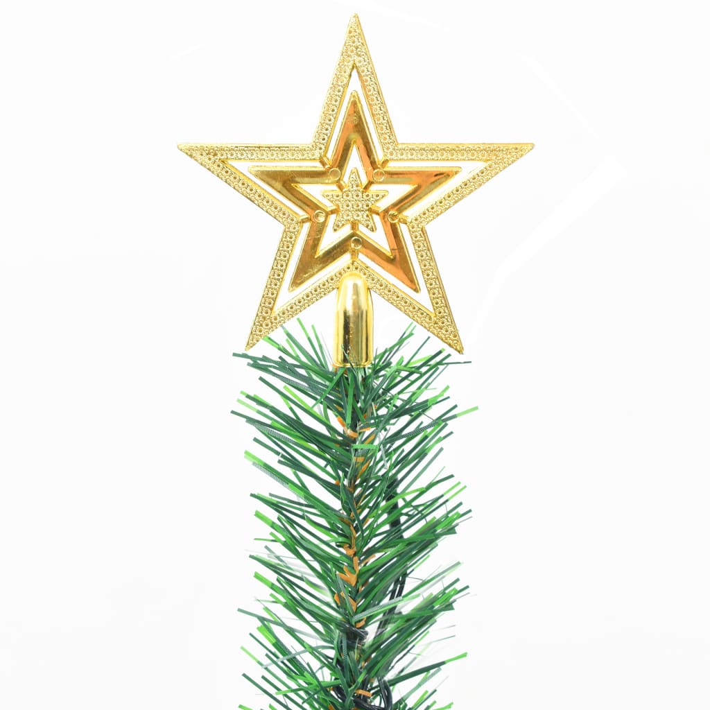 Künstlicher Weihnachtsbaum mit Lichtern und Weihnachtskugeln 64 cm grün