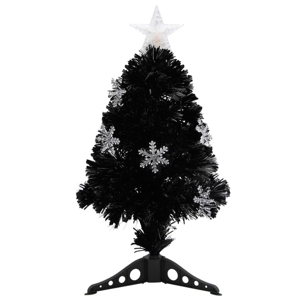 Weihnachtsbaum mit LED-Schneeflocken 64 cm Fiberglas schwarz