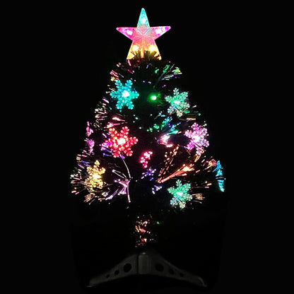 Weihnachtsbaum mit LED-Schneeflocken 64 cm Fiberglas schwarz