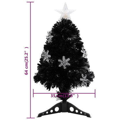 Weihnachtsbaum mit LED-Schneeflocken 64 cm Fiberglas schwarz