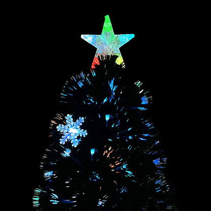 Weihnachtsbaum mit LED Schneeflocken 240 cm Fiberoptik schwarz