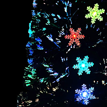 Weihnachtsbaum mit LED Schneeflocken 240 cm Fiberoptik schwarz