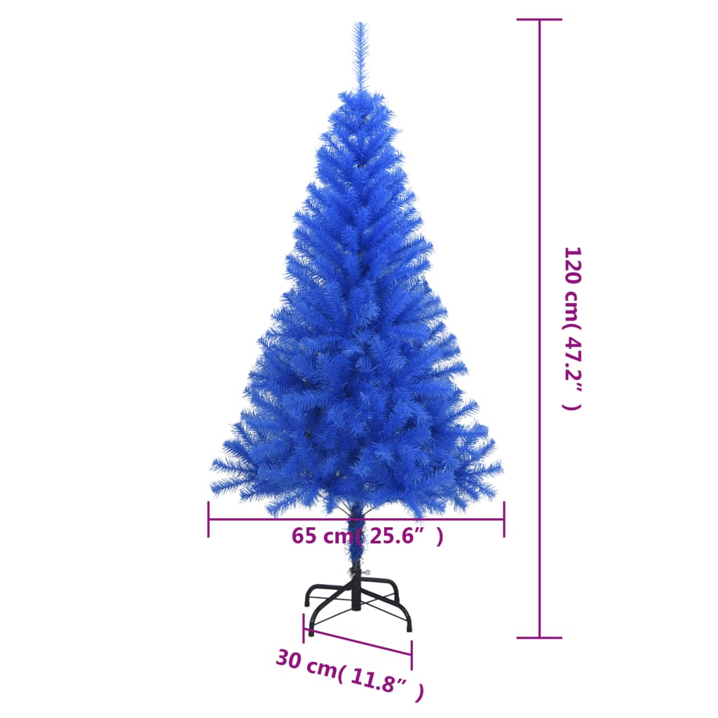 Kunstkerstboom met standaard 120 cm PVC blauw