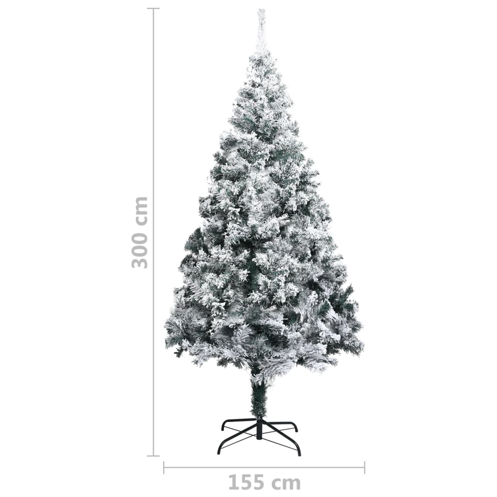 Kunstkerstboom met sneeuwvlokken 300 cm PVC groen