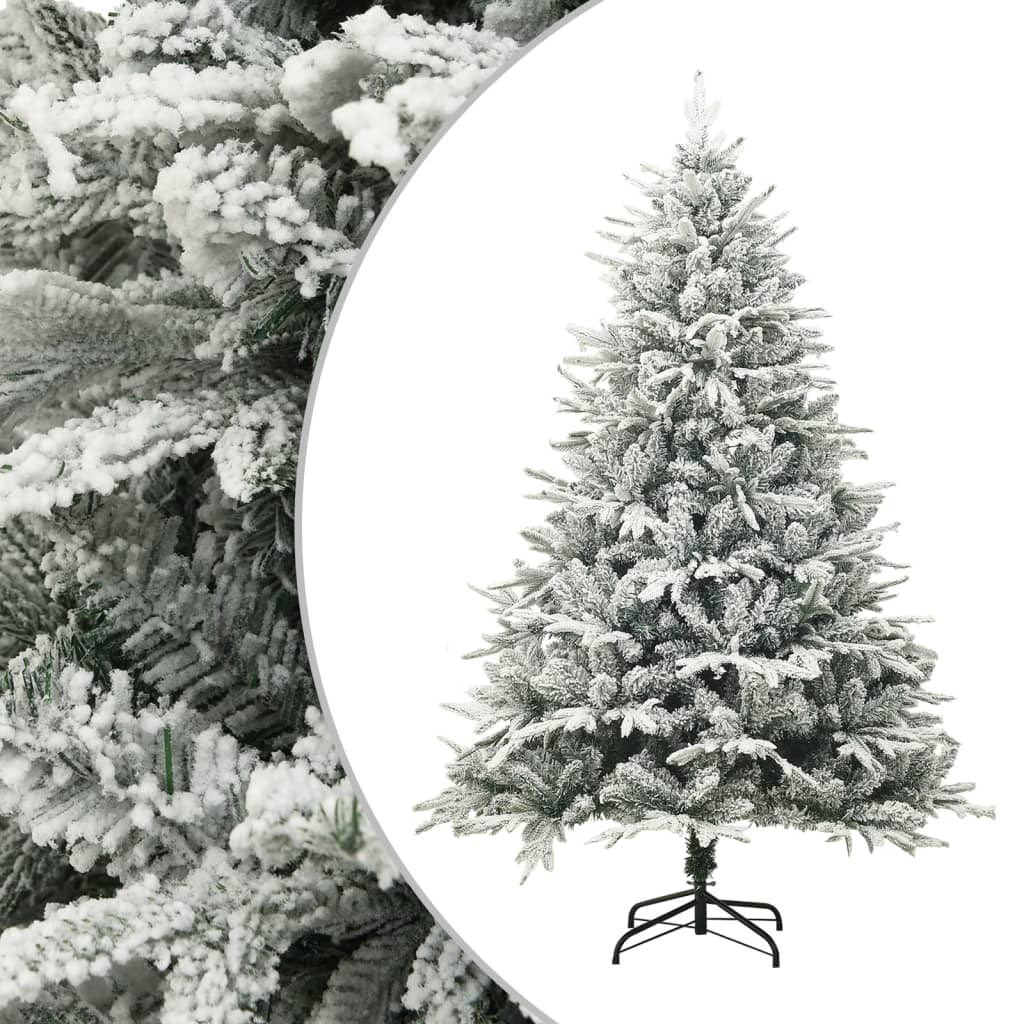 Kunstkerstboom met sneeuwvlokken 150 cm PVC en PE groen