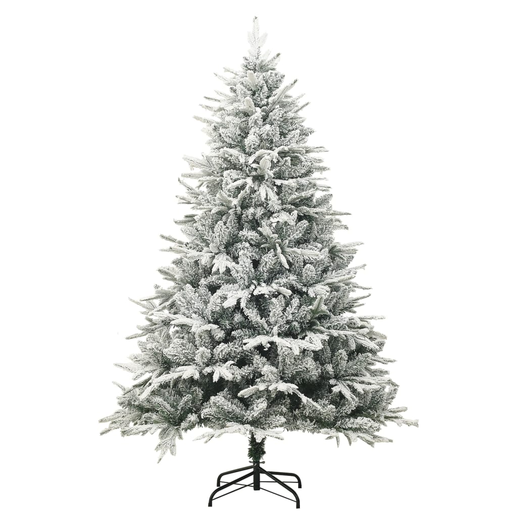 Kunstkerstboom met sneeuwvlokken 150 cm PVC en PE groen