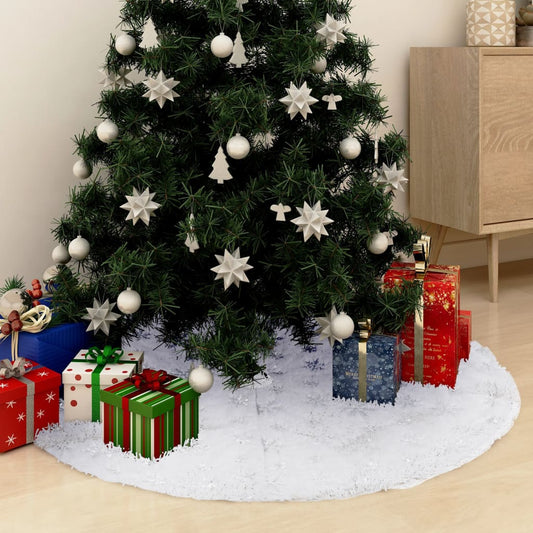 Christmas tree skirt luxury 122 cm artificial fur white