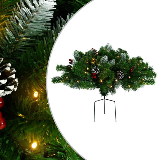 Kerstdecoratie met verlichting 40 cm PVC groen