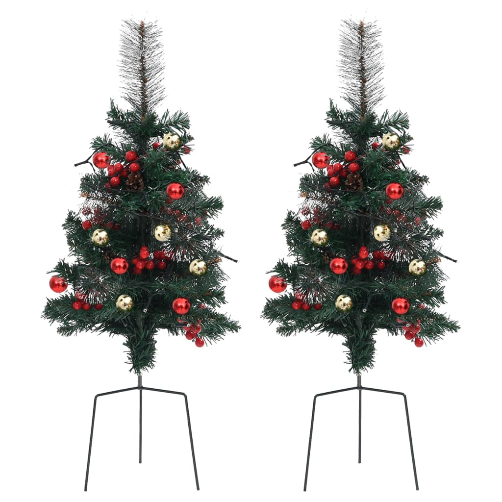 Garten Weihnachtsbäume 2 Stk. mit Beleuchtung 76 cm PVC