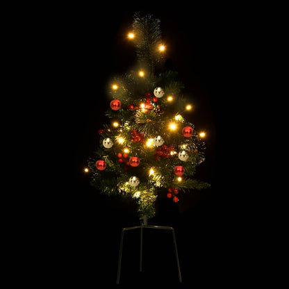 Tuinkerstbomen 2 st met verlichting 76 cm PVC