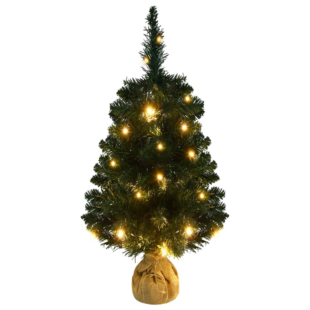 Künstlicher Weihnachtsbaum mit Lichtern und Ständer 90 cm PVC grün