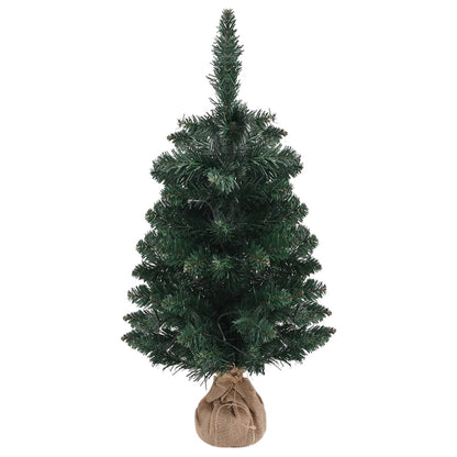 Künstlicher Weihnachtsbaum mit Lichtern und Ständer 90 cm PVC grün