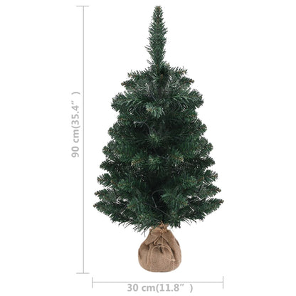 Künstlicher Weihnachtsbaum mit Lichtern und Ständer 90 cm PVC grün