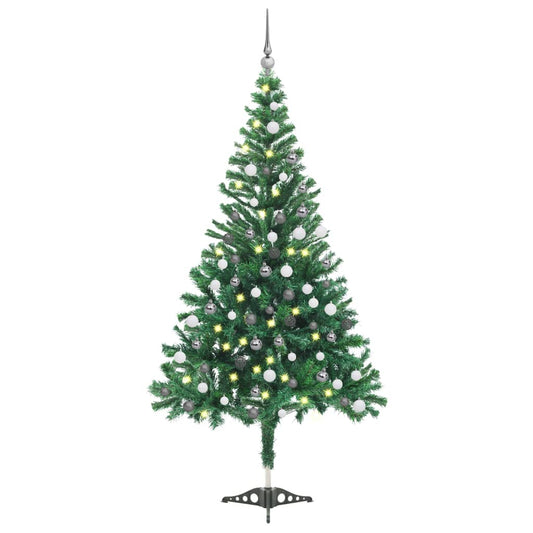 Kunstkerstboom met verlichting en kerstballen 230 takken 120 cm