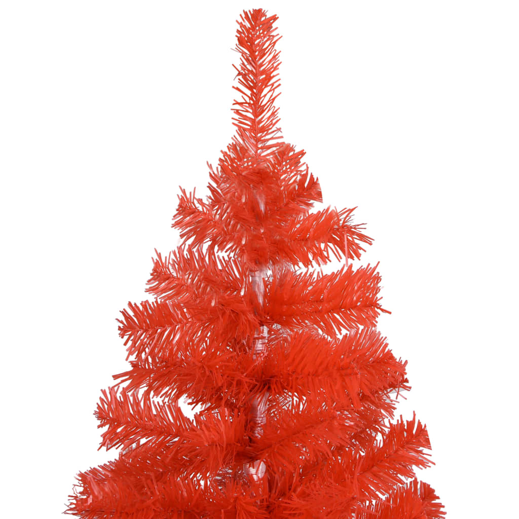 Kunstkerstboom met verlichting en kerstballen 180 cm PVC rood