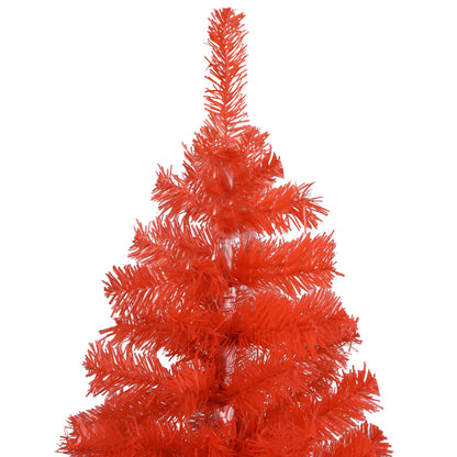 Kunstkerstboom met verlichting en kerstballen 180 cm PVC rood