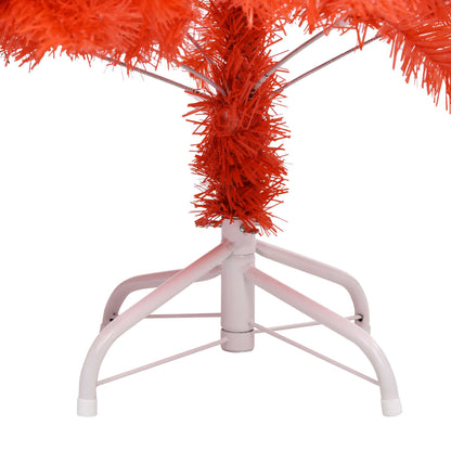 Kunstkerstboom met verlichting en kerstballen 180 cm PVC rood