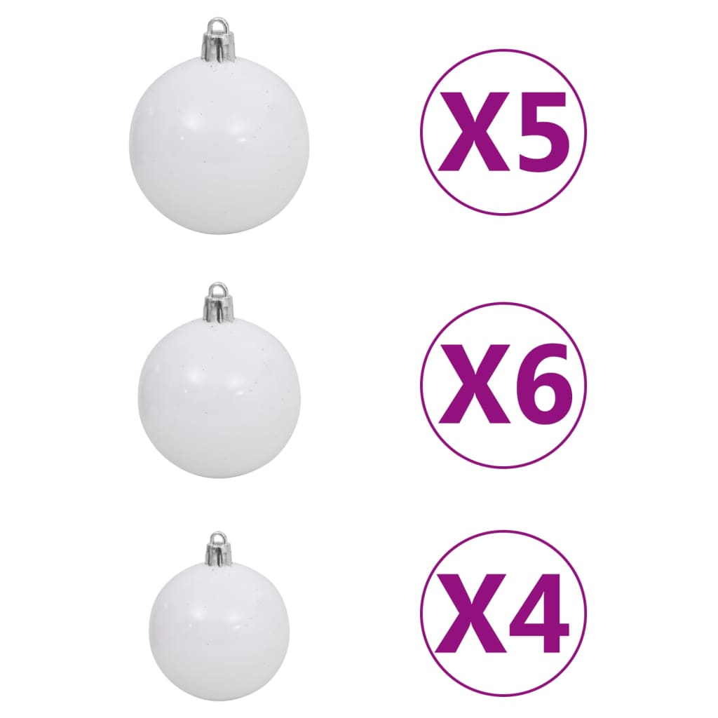 Kunstkerstboom met verlichting en kerstballen 180 cm PVC rood