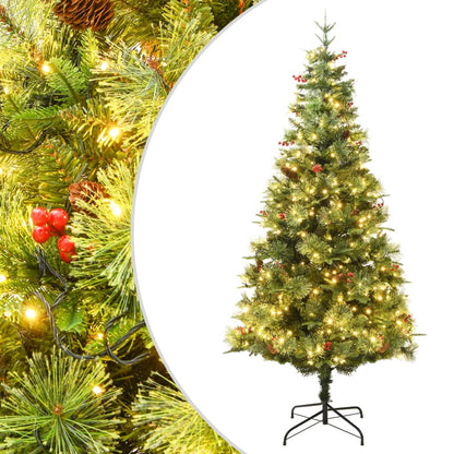 Weihnachtsbaum mit LED und Tannenzapfen 195 cm PVC und PE grün