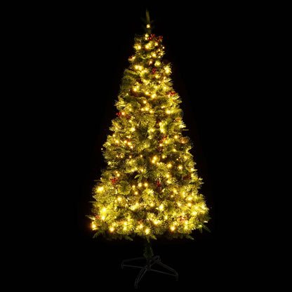 Weihnachtsbaum mit LED und Tannenzapfen 195 cm PVC und PE grün