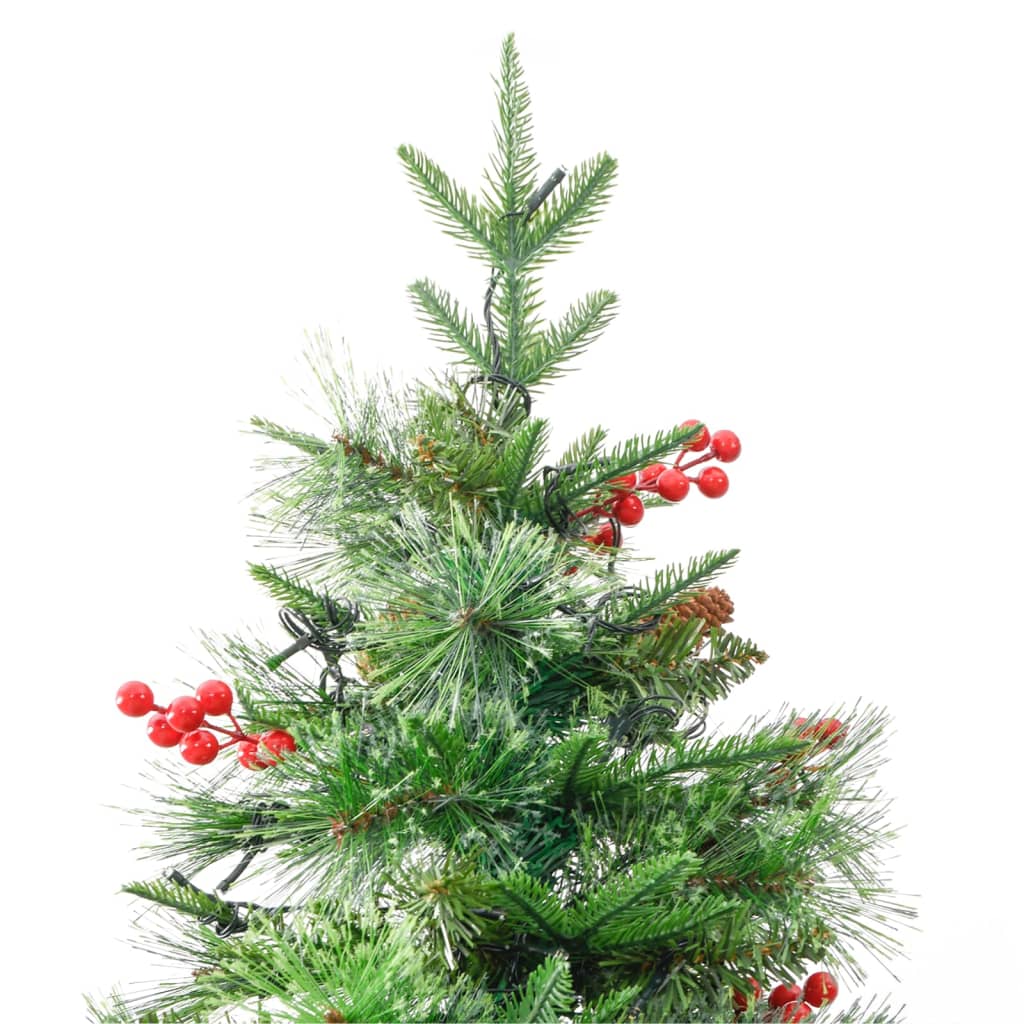 Weihnachtsbaum mit LED und Tannenzapfen 195 cm PVC und PE grün