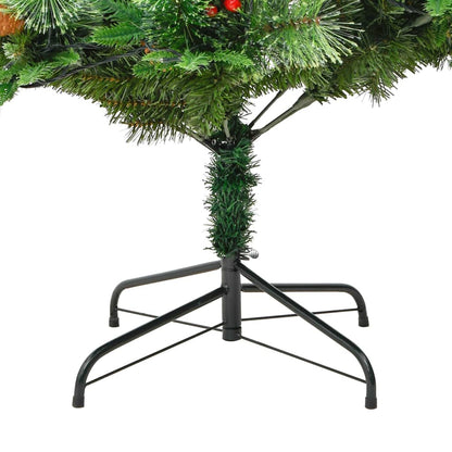 Kerstboom met LED en dennenappels 195 cm PVC en PE groen