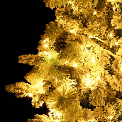 Kerstboom met LED en dennenappels en sneeuw 195 cm PVC en PE