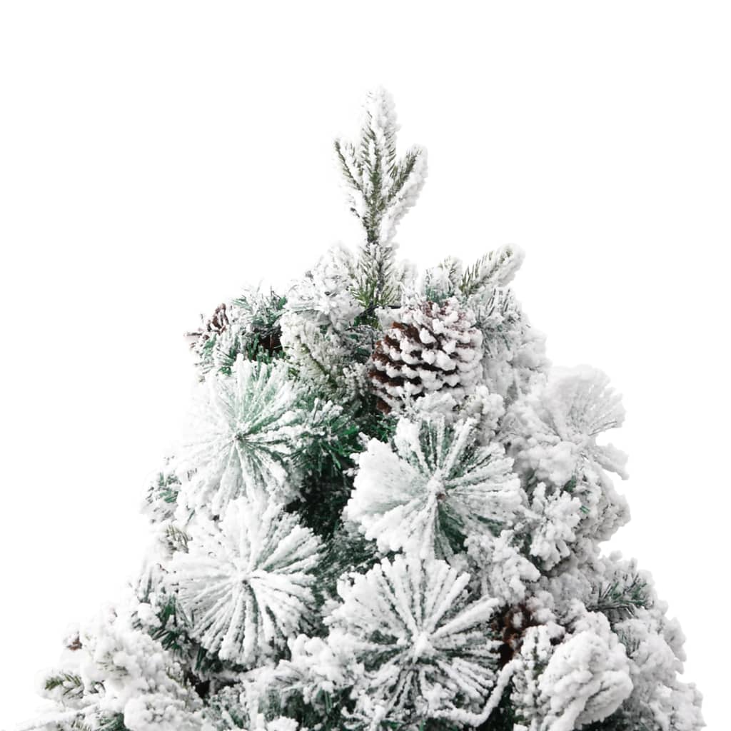 Kerstboom met LED en dennenappels en sneeuw 195 cm PVC en PE