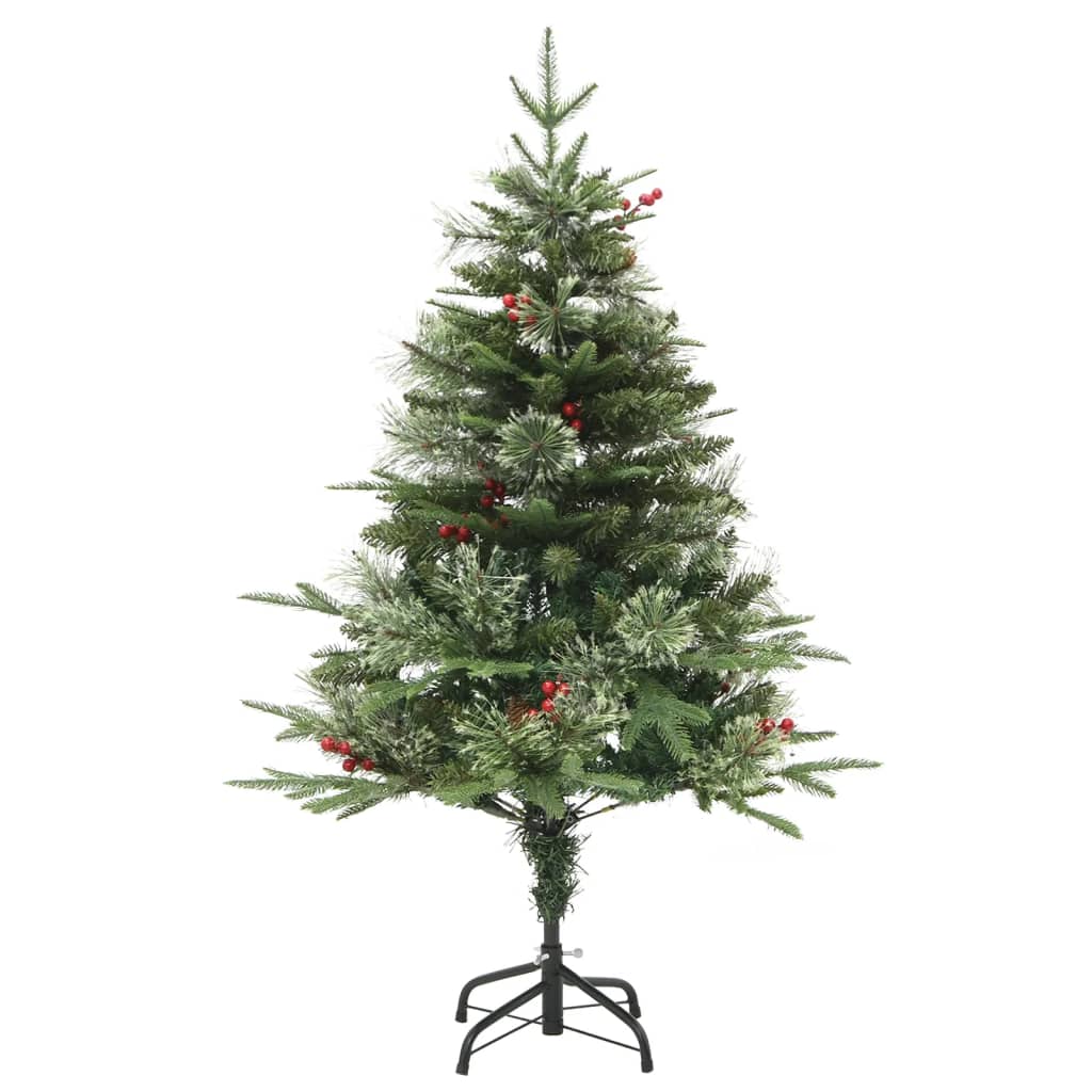 Kerstboom met LED en dennenappels 120 cm PVC en PE groen