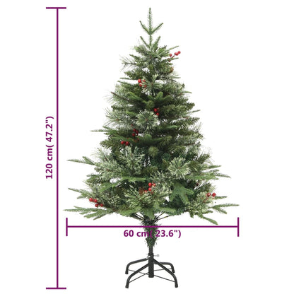 Kerstboom met LED en dennenappels 120 cm PVC en PE groen