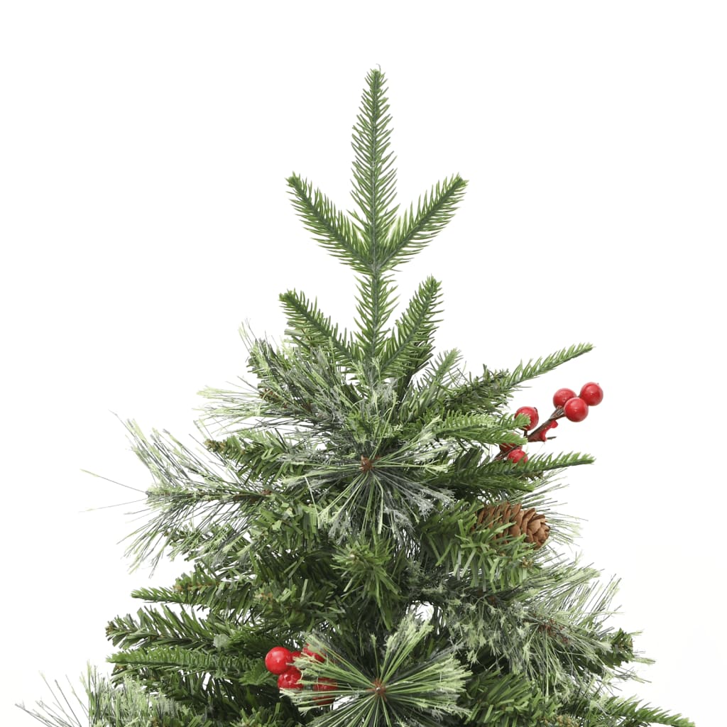 Kerstboom met LED en dennenappels 120 cm PVC en PE groen