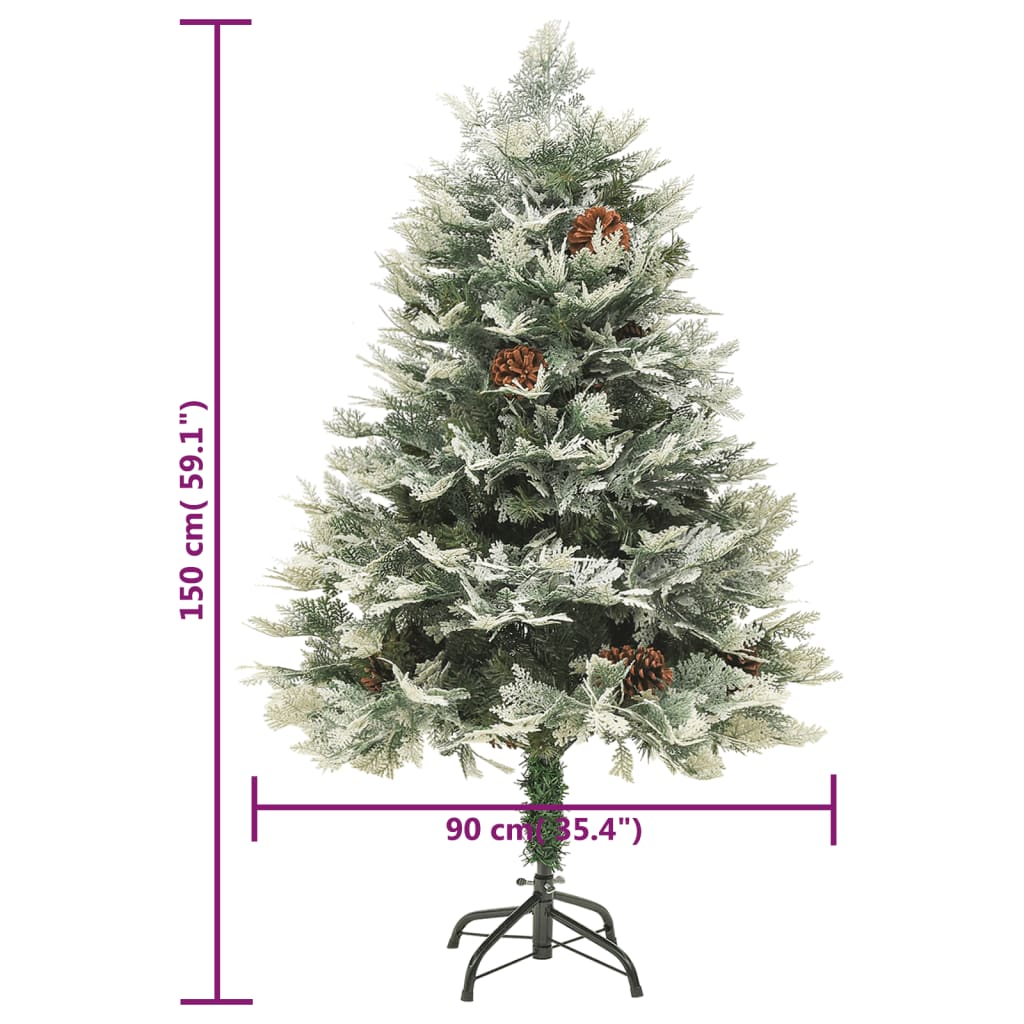 Weihnachtsbaum mit LED und Tannenzapfen 150 cm PVC und PE grün