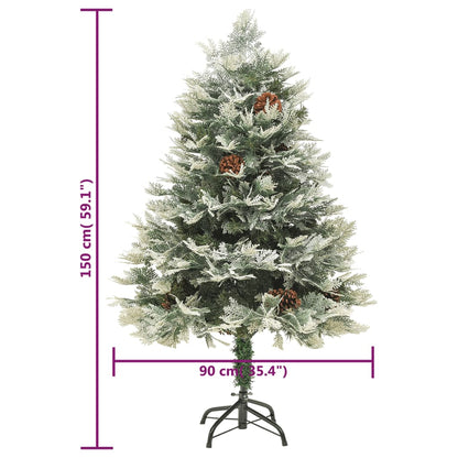 Weihnachtsbaum mit LED und Tannenzapfen 150 cm PVC und PE grün