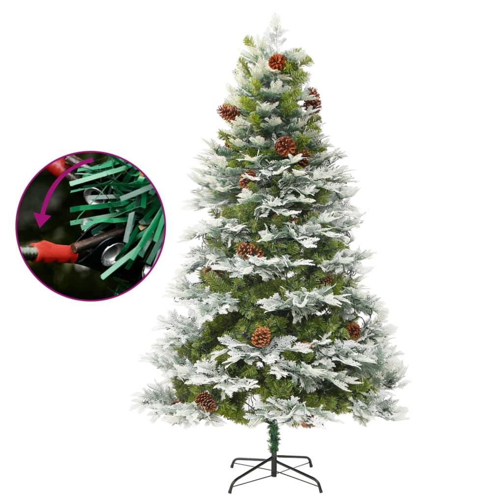 Kerstboom met LED en dennenappels 195 cm PVC en PE groen