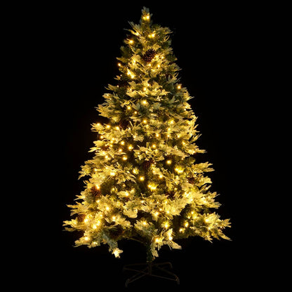 Weihnachtsbaum mit LED und Tannenzapfen 195 cm PVC und PE grün