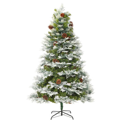 Kerstboom met LED en dennenappels 195 cm PVC en PE groen